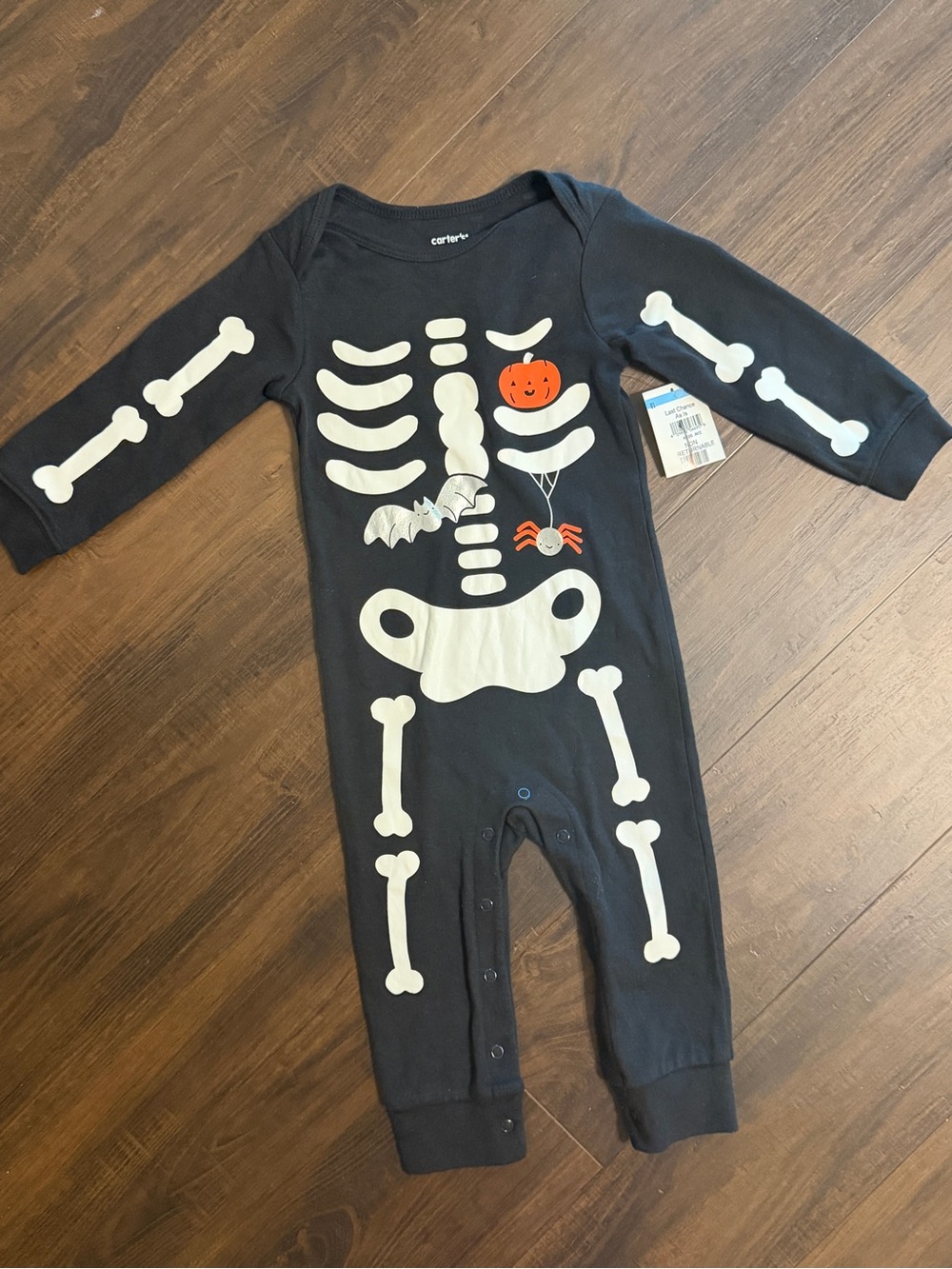 Carter's Black Skeleton Graphic Baby 18 months One-Piece Halloween pumpkin